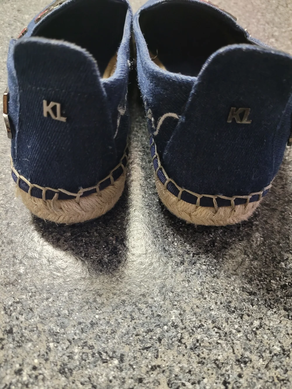 Karl Lagerfeld Denim Espadrille Flats with Fun Charms - Denim Size 7